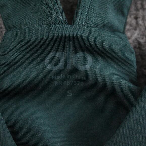 Alo Yoga Sports Bra Womens Small Airbrush Real Bra Tank Green Crop Top Athletic - Picture 8 of 10